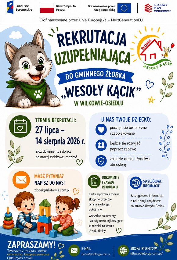 Żłobek - rekrutacja uzupełniająca